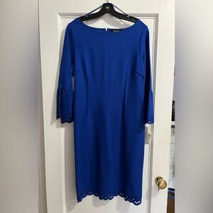 Teri Jon Royal Blue Long Sleeve Bell Sleeve Dress- size 16